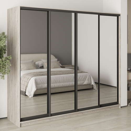 MebelStar Four-door wardrobe Standard BG 4 Mirrors Alaska gray, 240x45x210 cm (MBS-11881)