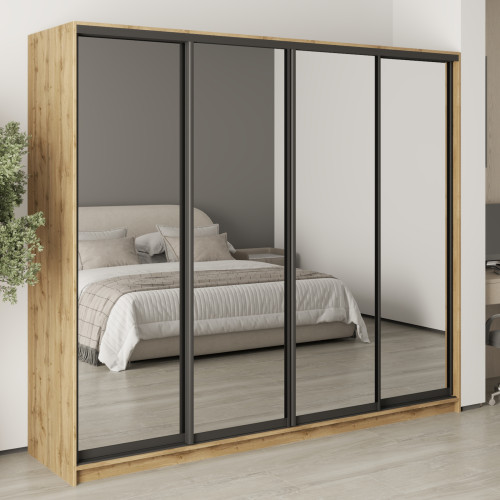 MebelStar Four-door wardrobe Combo BG 4 Mirrors Tahoe Oak, 240x45x210 cm (MBS-12161)