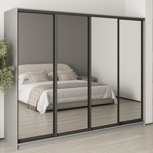 MebelStar Four-door wardrobe Standard BG 4 Mirrors Gray mouse, 260x45x210 cm (MBS-11931)