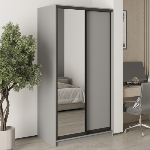 MebelStar Two-door wardrobe Standard BG DSP/Mirror Gray mouse, 110x60x210 cm (MBS-11111)