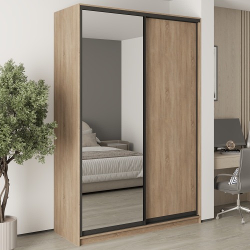 MebelStar Two-door wardrobe Standard BG DSP/Mirror Sonoma Oak, 160x60x240 cm (MBS-10261)