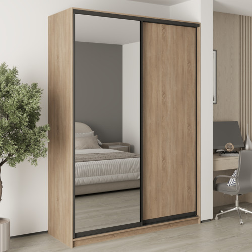 MebelStar Two-door wardrobe Standard BG DSP/Mirror Sonoma Oak, 170x45x240 cm (MBS-10181)