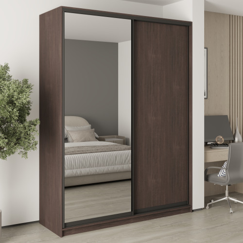 MebelStar Two-door wardrobe Combo BG DSP/Mirror Ristreto Oak, 180x45x240 cm (MBS-10691)