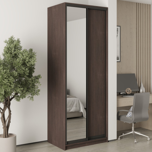 MebelStar Two-door wardrobe Uni BG DSP/Mirror Ristreto Oak, 90x60x240 cm (MBS-10521)