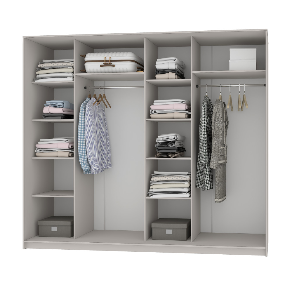 MebelStar Four-door wardrobe Standard BG 4DSP Alaska gray, 240x60x210 cm (MBS-11741)