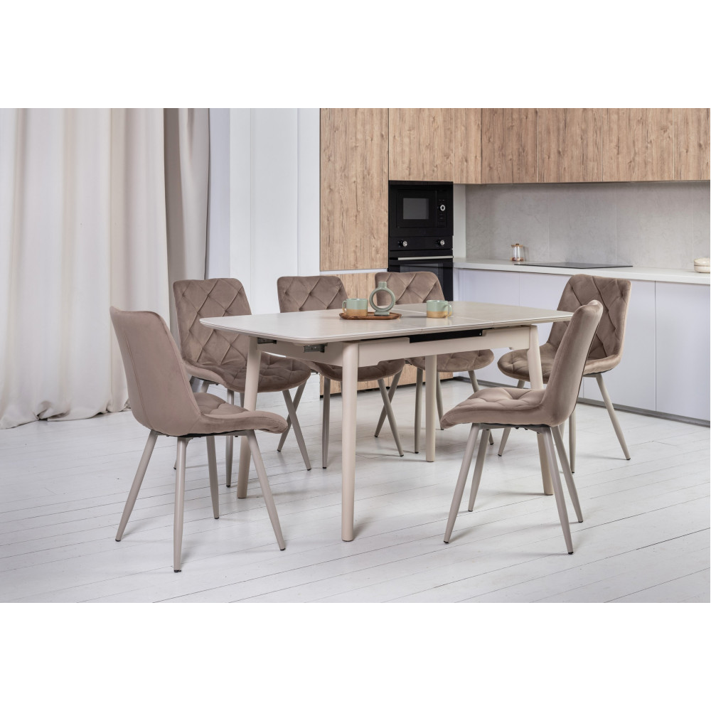 Обеденный керамический стол Vetro TM-76 Крема саббия/Капучино (VTR-1190)