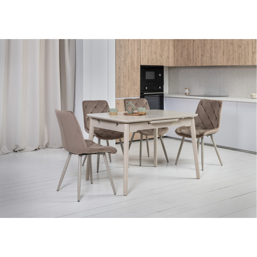 Обеденный керамический стол Vetro TM-76 Крема саббия/Капучино (VTR-1190)