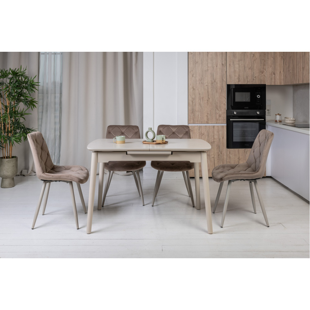 Обеденный керамический стол Vetro TM-76 Крема саббия/Капучино (VTR-1190)