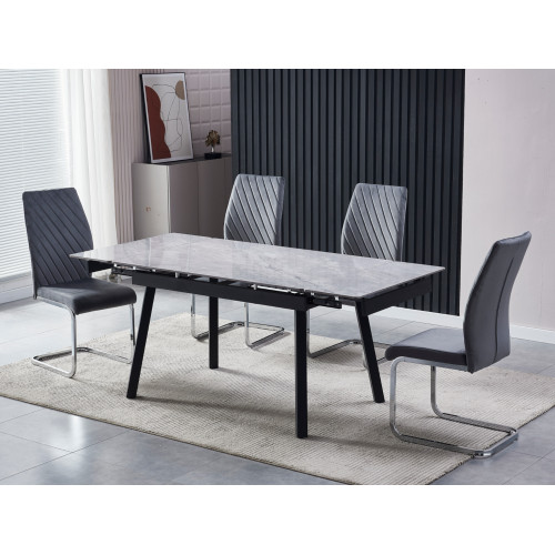 Обеденный керамический стол Vetro TM-88-1 Ребекка грей/Черный (VTR-1220)