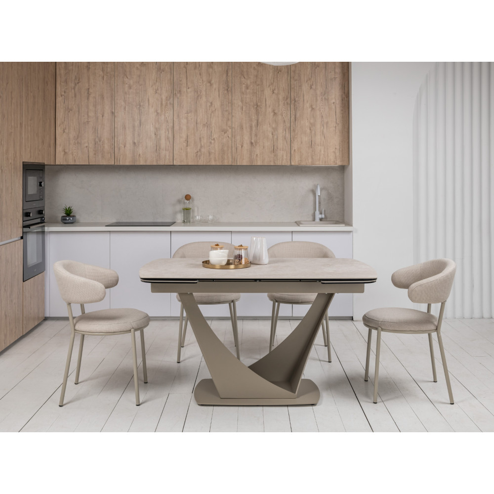 Обеденный керамический стол Vetro Элио TML-990 Сахара/Бежевый (VTR-1240)