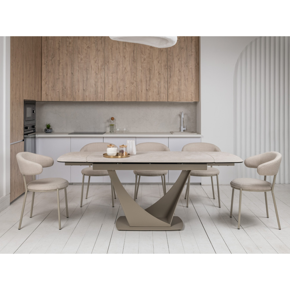 Обеденный керамический стол Vetro Элио TML-990 Сахара/Бежевый (VTR-1240)