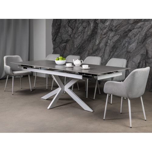 Обеденный керамический стол Vetro Тициано TML-1150 Деликато грей/Белый (VTR-1270)