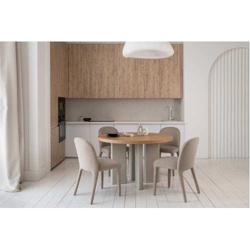 Стол круглый обеденный Vetro Амбра TM-235 шпонированный МДФ Ясень/Теплый песок (VTR-1290)