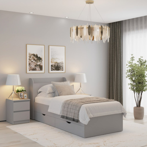 Ліжко односпальне MebelStar Адель з ящиками 90x200 см Сіра мишка (MBS-4317)