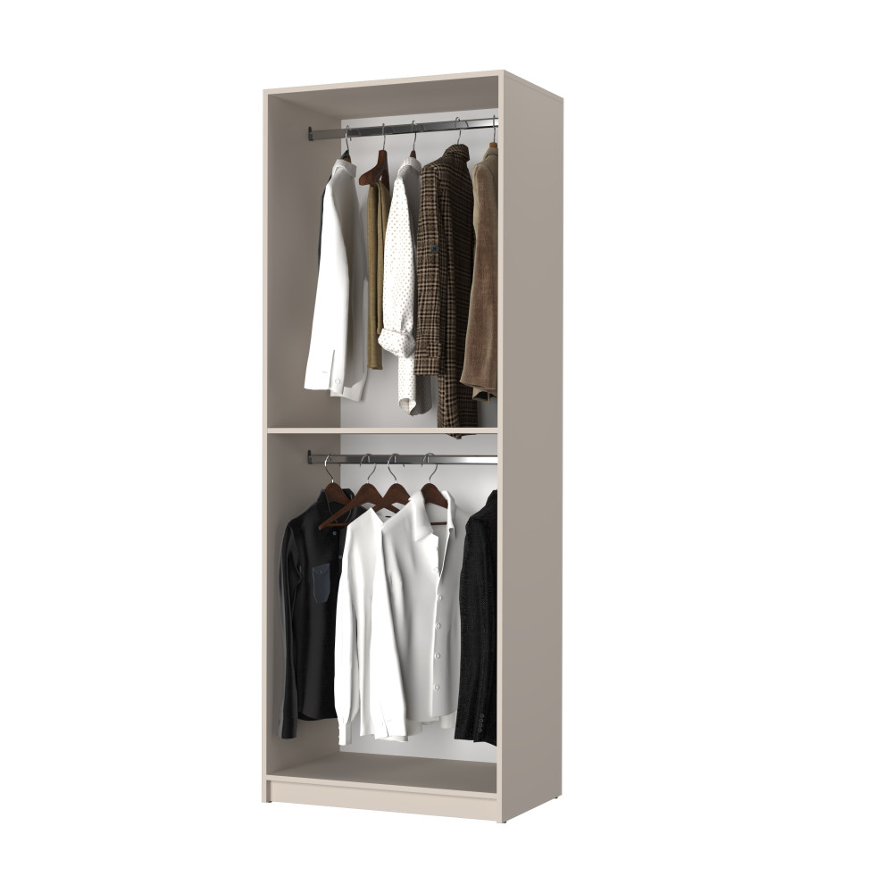 Шкаф 2-дверный с антресолью MebelStar Оскар Gloss BL-B, дополнительная штанга 80x52x260 см Кашемир/Кашемир (MBS-5357)