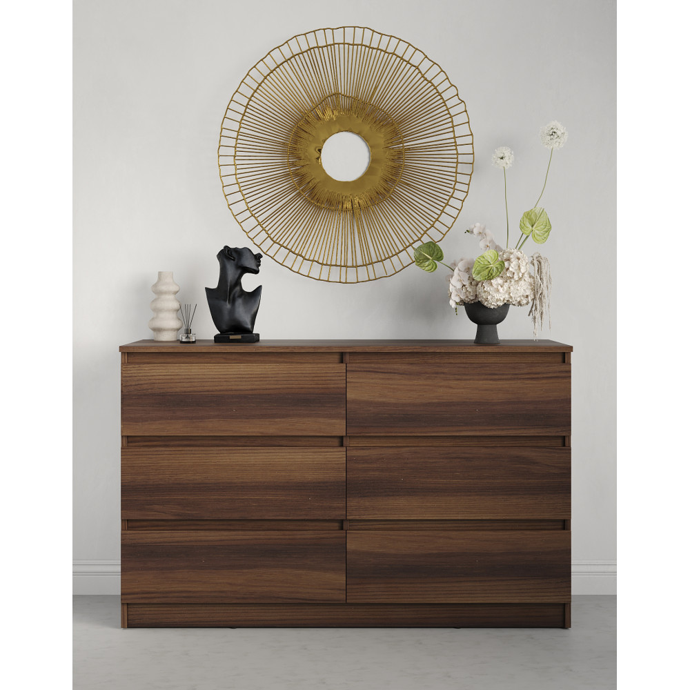 Комод для вещей MebelStar Нео 6Ш 120x43x75,5 см Дуб янтарный (MBS-1089)