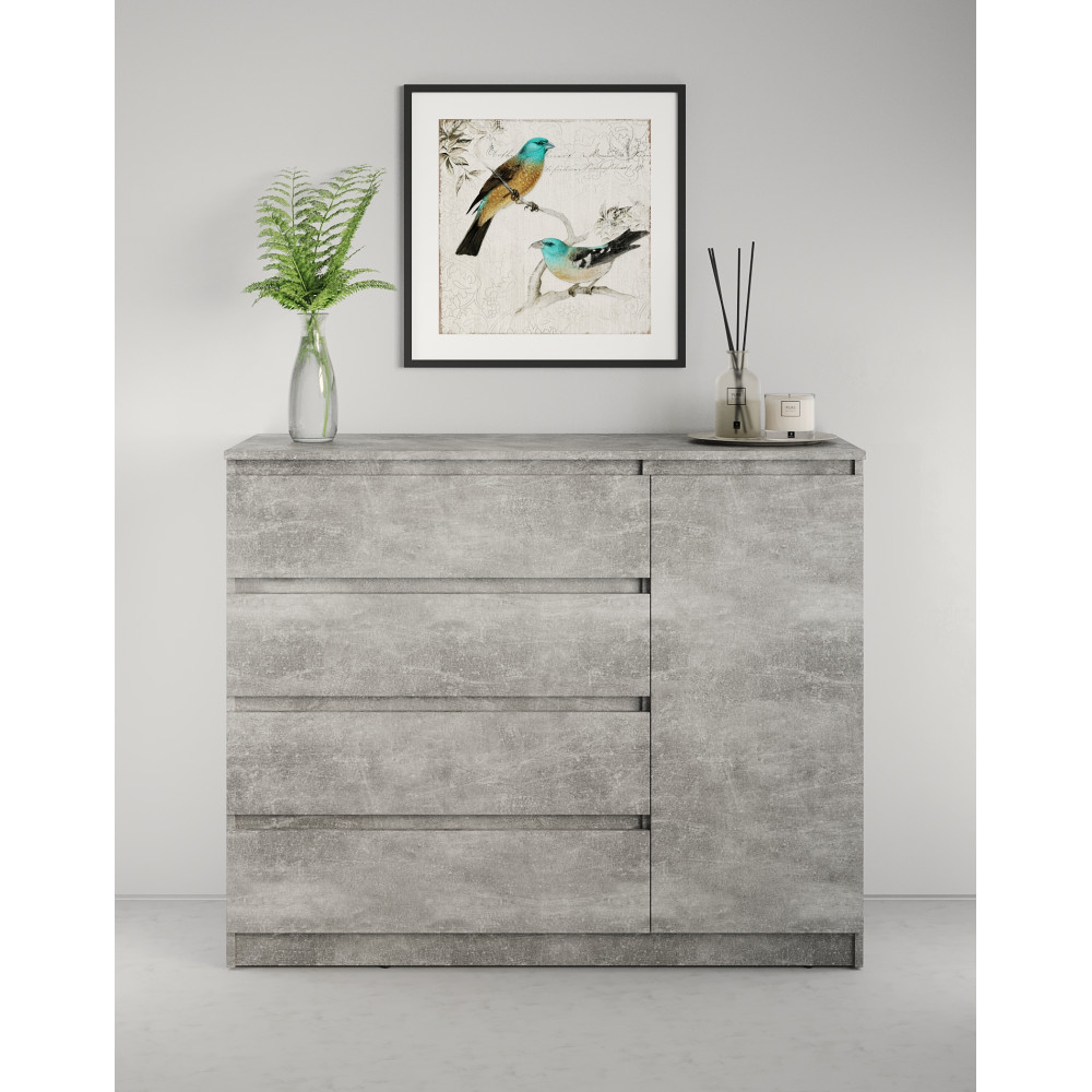 Комод в спальню MebelStar Нео 1Д4Ш 120x43x98 см Бетон (MBS-1049)