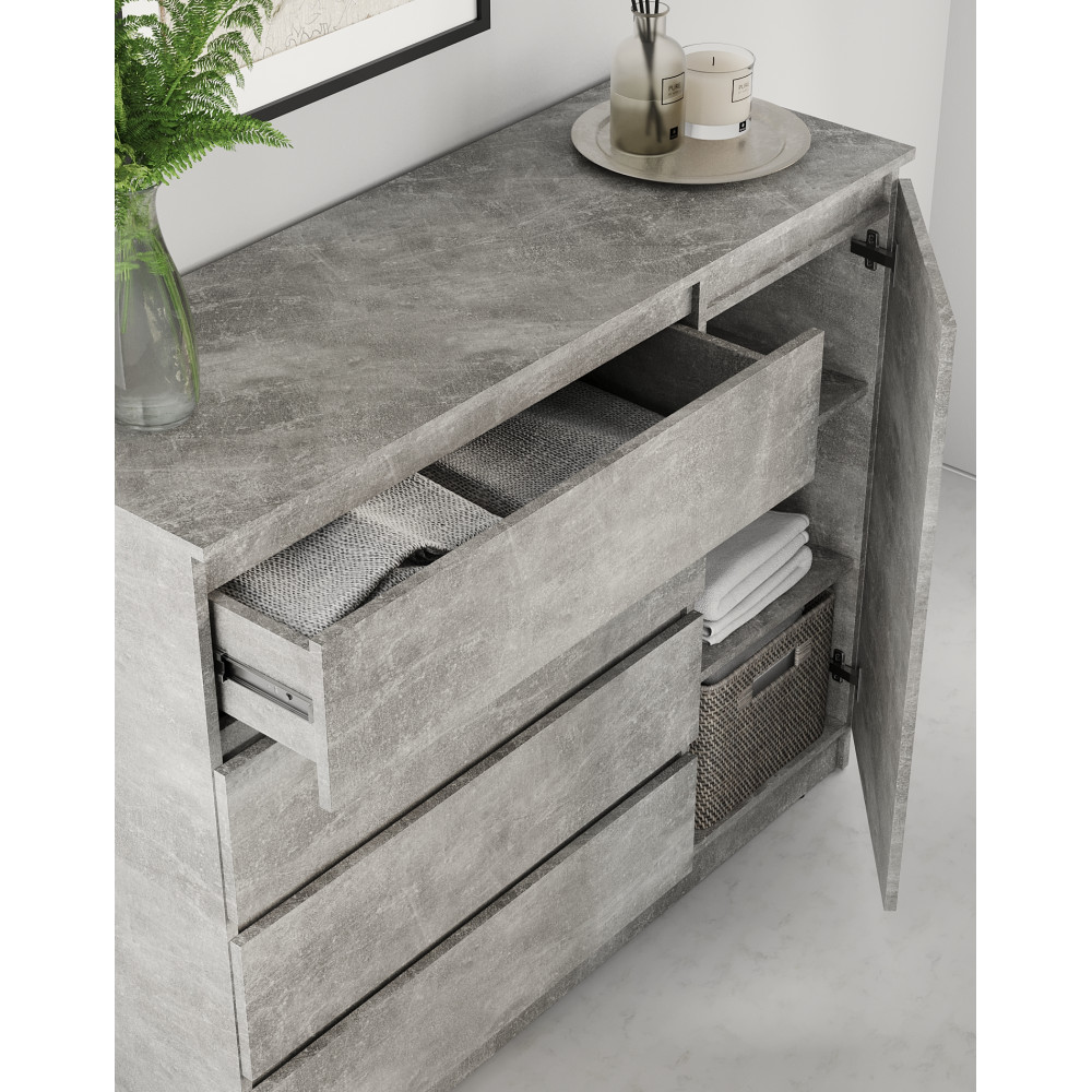 Комод в спальню MebelStar Нео 1Д4Ш 120x43x98 см Бетон (MBS-1049)