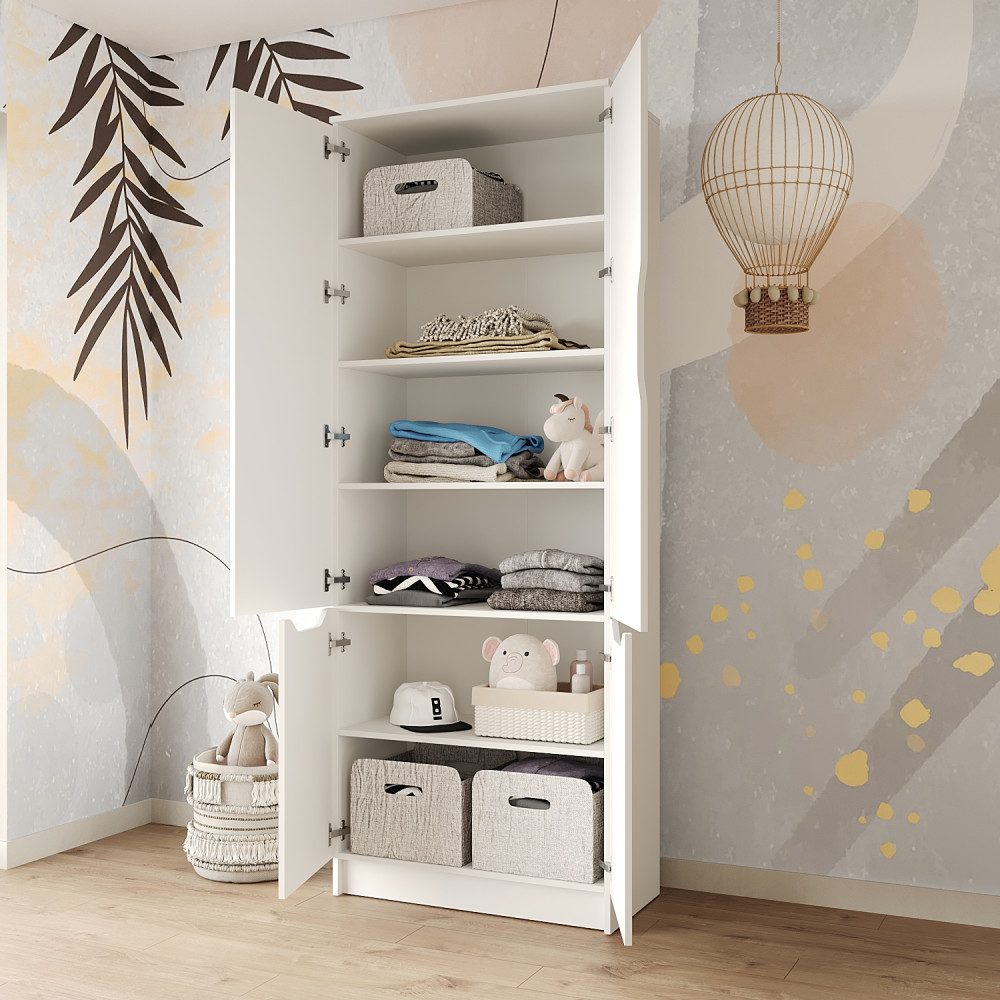 Шкаф распашной MebelStar 4Д Лилу 80x40x210 см Аляска белый (MBS-1319)