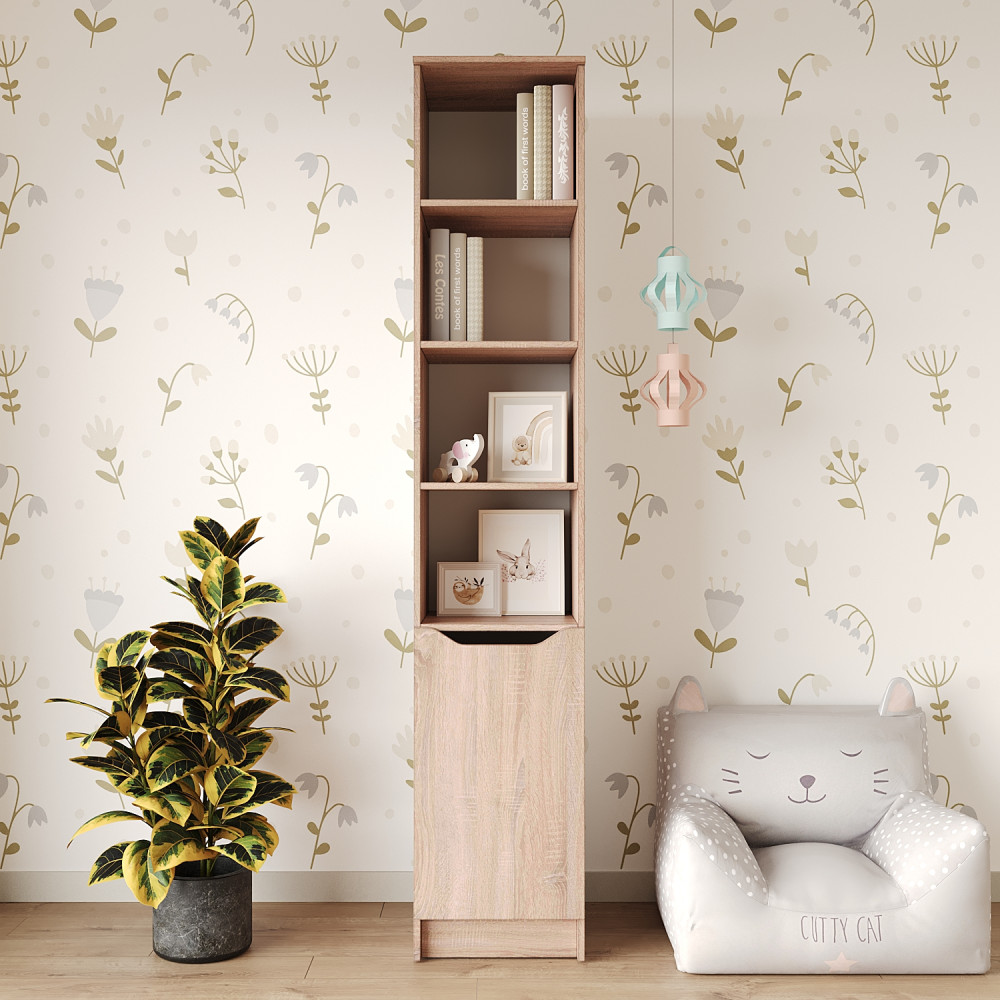 Пенал с открытыми полками 1Д Лилу 40x40x210 см Дуб сонома (MBS-1399)