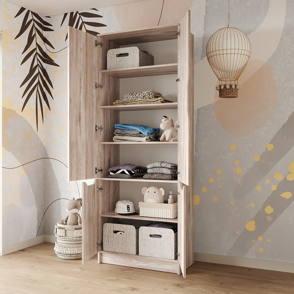 Шкаф распашной MebelStar 4Д Лилу 80x40x210 см Аляска серый (MBS-1409)