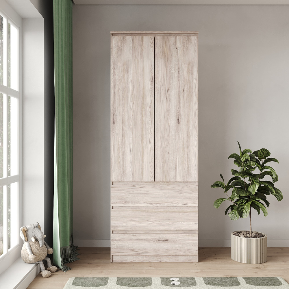 Шкаф распашной с ящиками MebelStar Нео 2Д3Ш 80x50x210 см Аляска серый (MBS-1119)