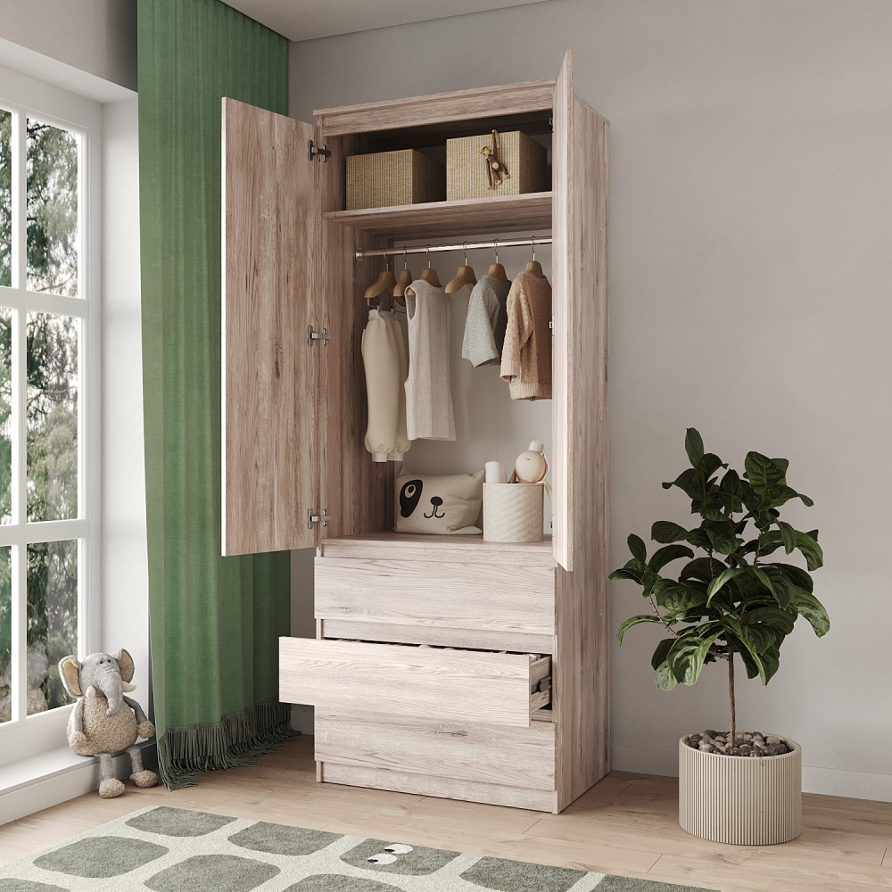 Шкаф распашной с ящиками MebelStar Нео 2Д3Ш 80x50x210 см Аляска серый (MBS-1119)