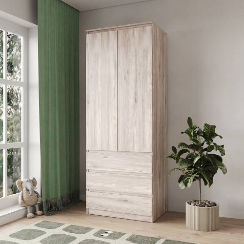 Шкаф распашной с ящиками MebelStar Нео 2Д3Ш 80x50x210 см Аляска серый (MBS-1119)