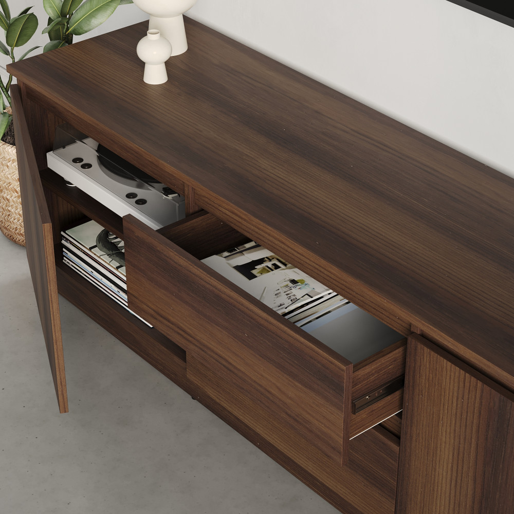 Тумба под телевизор MebelStar Нео 2Ш2Д 150x43x53 см Дуб янтарный (MBS-1259)