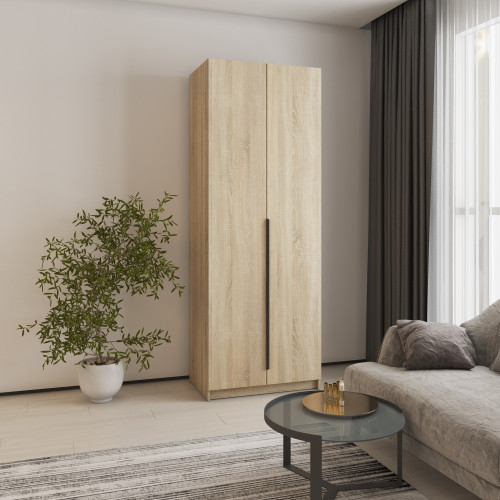 Шкаф 2-дверный MebelStar Оскар ДСП BL-B, стандарт 80x52x220 см Дуб сонома (MBS-4437)