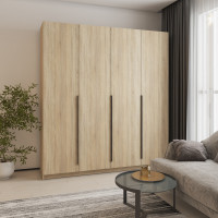 Шкаф 4-дверный MebelStar Оскар ДСП BL-B, блок ящиков 200x52x220 см Дуб сонома (MBS-4747)