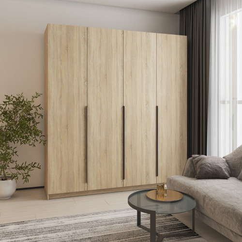 Шкаф 4-дверный MebelStar Оскар ДСП BL-B, блок ящиков 200x52x220 см Дуб сонома (MBS-4747)