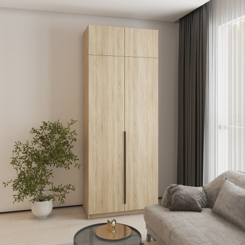 Шкаф 2-дверный с антресолью MebelStar Оскар ДСП BL-B, стандарт 100x52x260 см Дуб сонома (MBS-4827)