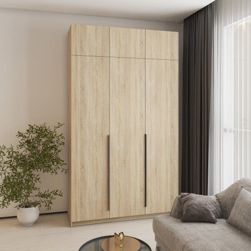 Шафа 3-дверна з антресоллю MebelStar Оскар ДСП BL-B, стандарт 150x52x260 см Дуб сонома (MBS-4937)