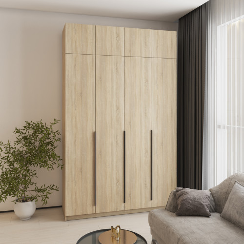 Шкаф 4-дверный с антресолью MebelStar Оскар ДСП BL-B, стандарт 160x52x260 см Дуб сонома (MBS-4997)