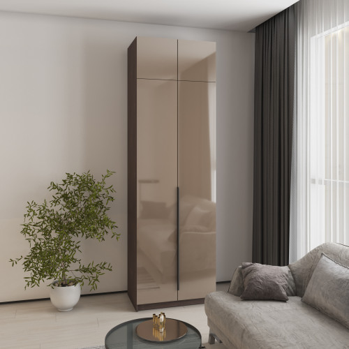 Шкаф 2-дверный с антресолью MebelStar Оскар Gloss BL-B, блок ящиков+полки 80x52x260 см Дуб ристрето/Латте (MBS-5377)