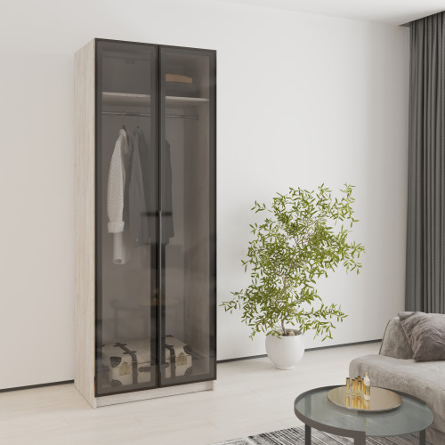 MebelStar 2-door wardrobe Oscar Showcase BL-B, standard Alaska gray, 80x52x220 cm (MBS-6673)