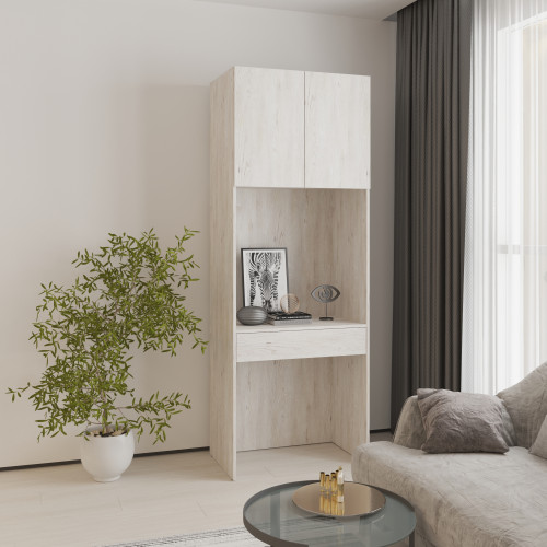 MebelStar Open cabinet with table Oscar chipboard Alaska gray, 80x52x220 cm (MBS-6793)