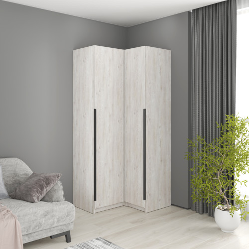MebelStar Corner wardrobe Oscar chipboard BL-B, standard Alaska gray, 97x52x220 cm (MBS-6963)