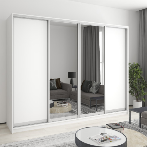 MebelStar Four-door wardrobe Standard AL 2DSP/2 Mirrors Alaska white, 270x60x210 cm (MBS-12272)