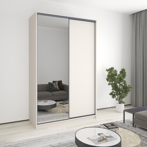 Шкаф-купе двухдверный MebelStar Бавария ДСП/Зеркало 150x60x240 см Кашемир (MBS-4399)