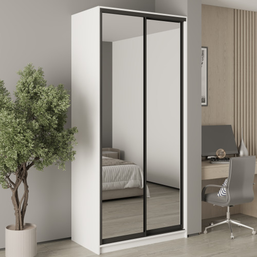MebelStar Two-door wardrobe Standard BG 2 Mirrors Alaska white, 110x60x240 cm (MBS-10382)