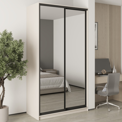 MebelStar Two-door wardrobe Standard BG 2 Mirrors Cashmere, 130x45x240 cm (MBS-10312)