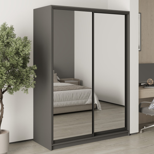 Шафа-купе дводверна MebelStar Стандарт BG 2 Дзеркала 150x60x210 см Антрацит (MBS-11232)