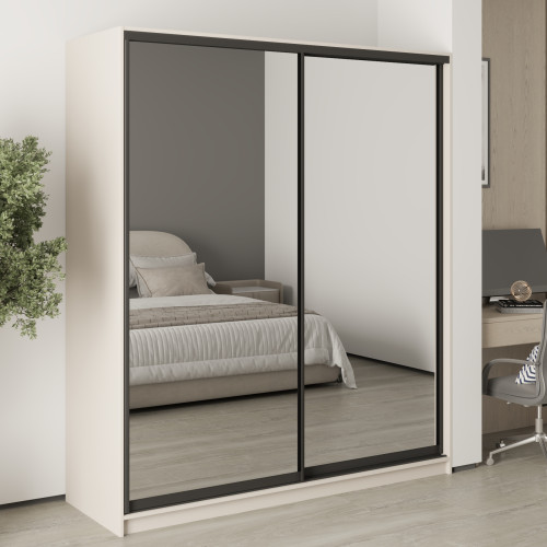 Шафа-купе дводверна MebelStar Уні BG 2 Дзеркала 180x45x210 см Кашемір (MBS-11432)