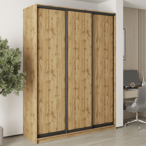 Шафа-купе тридверна MebelStar Уні BG 3ДСП 180x45x240 см Дуб тахо (MBS-8174)