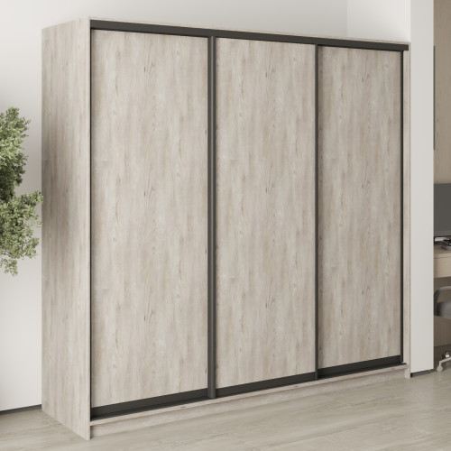 MebelStar Three-door wardrobe Combo BG 3DSP Alaska gray, 220x45x210 cm (MBS-8972)