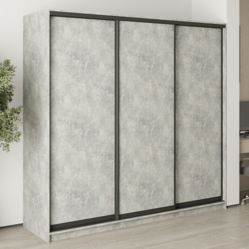 MebelStar Three-door wardrobe Combo BG 3DSP Concrete, 220x45x210 cm (MBS-8952)