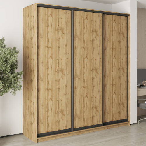 MebelStar Three-door wardrobe Combo BG 3DSP Tahoe oak, 220x45x240 cm (MBS-9572)