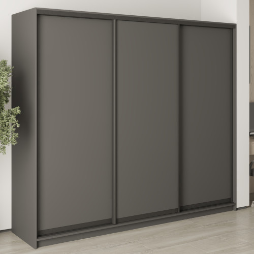 MebelStar Three-door wardrobe Uni BG 3DSP Anthracite, 240x45x210 cm (MBS-7904)